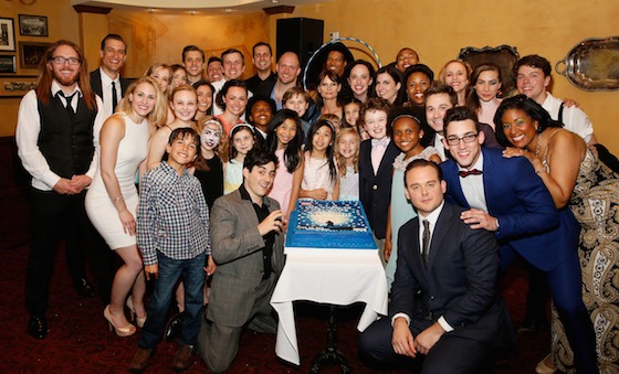 The Matilda The Musical US Tour company pose during the party for the opening night performance at the Ahmanson Theatre on June 7, 2015, in Los Angeles. (Photo by Ryan Miller/Capture Imaging)
