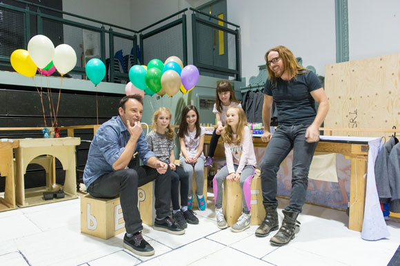 L-R: Matthew Warchus, Matilda Shapland, Lara McDonnell, Anna-Louise Knight, Violet Tucker, Tim. Photo by Manuel Harlan